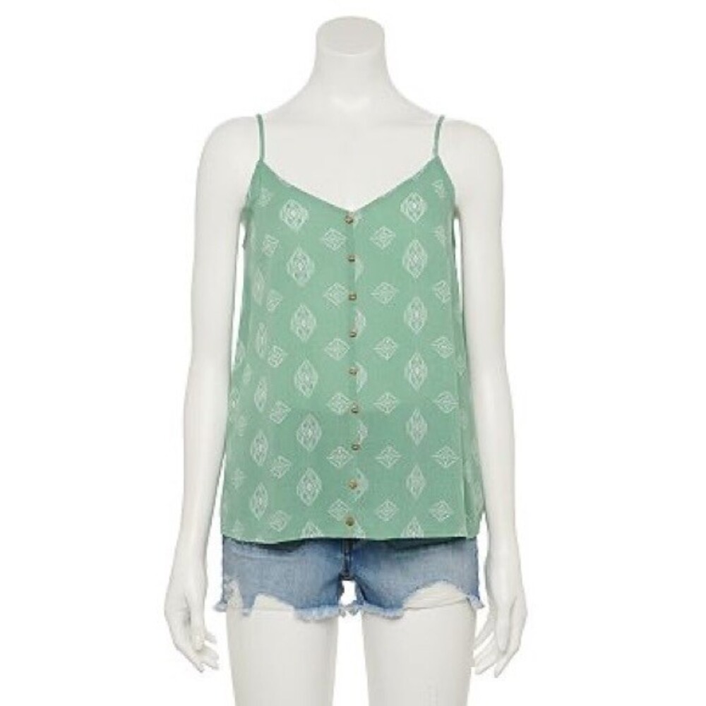 SO Juniors Button Front Aztec Print Sleeveless Tank Top